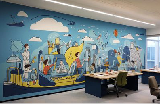 玉龙办公室墙绘的特点。