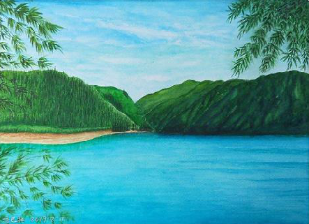 玉龙在墙绘中，如何绘画绿水青山？